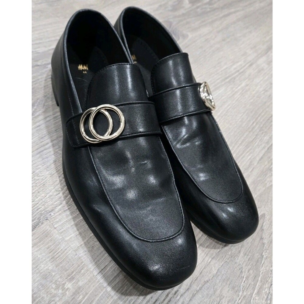 H&M black buckle-detail loafers Faux Leather Mens Size 10.5 - Picture 2 of 8